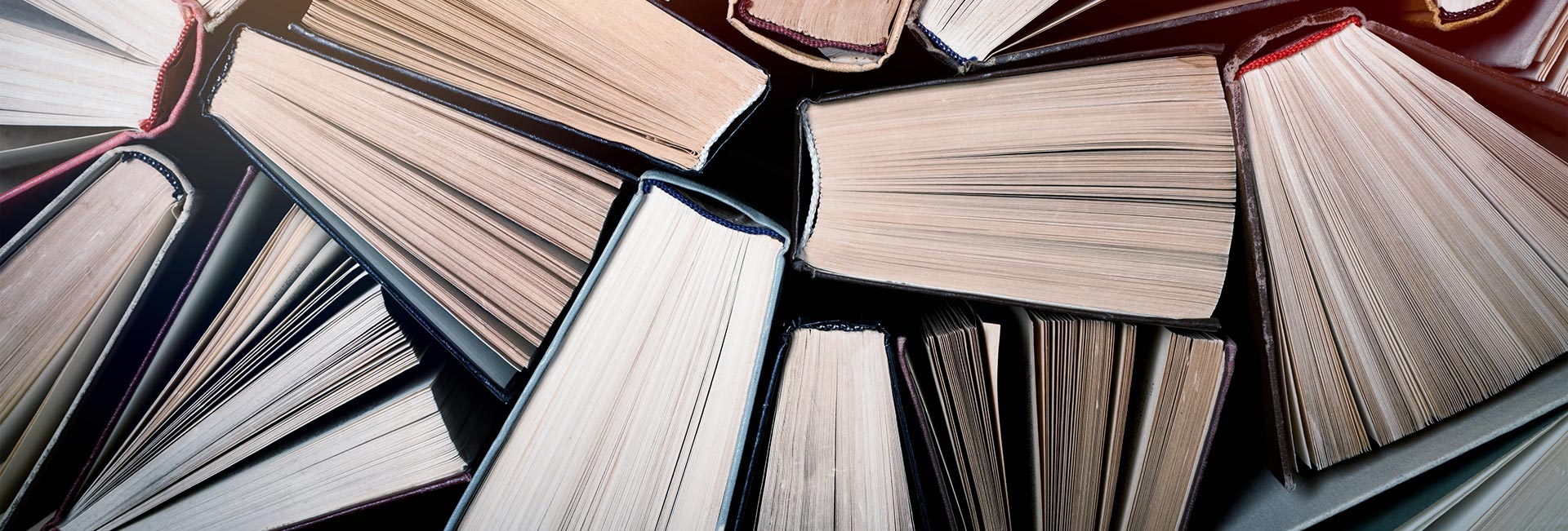 Das Bild zeigt die Draufsicht auf mehrere Bücher.