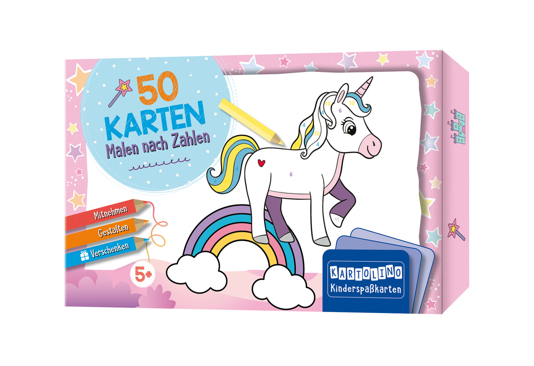 50 Karten Malen nach Zahlen - Regenbogenwelt
