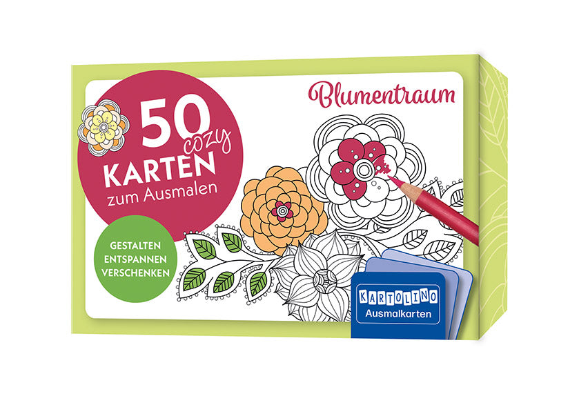 50 cozy Karten zum Ausmalen - Blumentraum